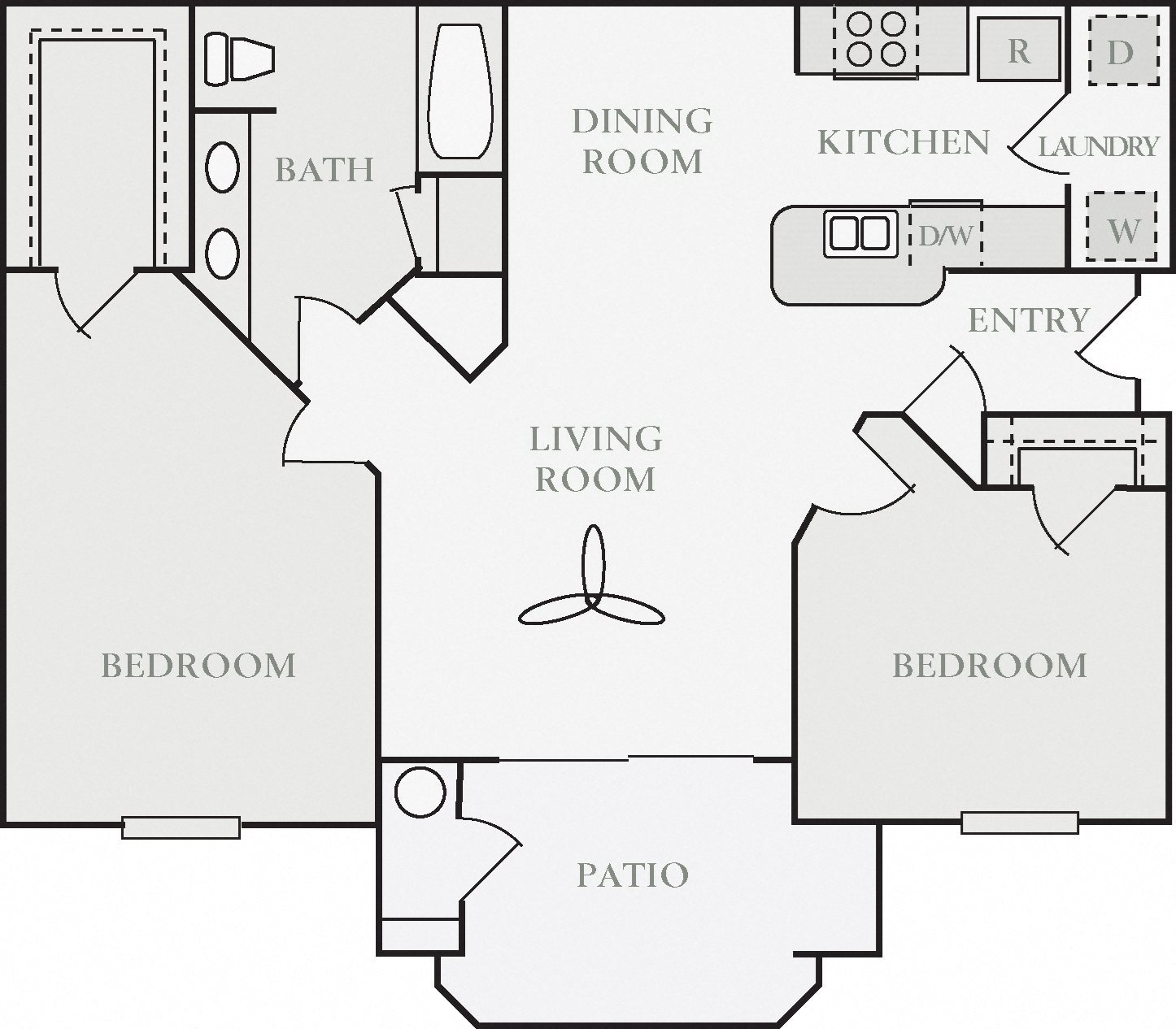 Aubourn Two Bed One Bath Floor Plan Aubourn Two Bed One Bath Floor Plan, at North Pointe Apartment Homes, California, 95688